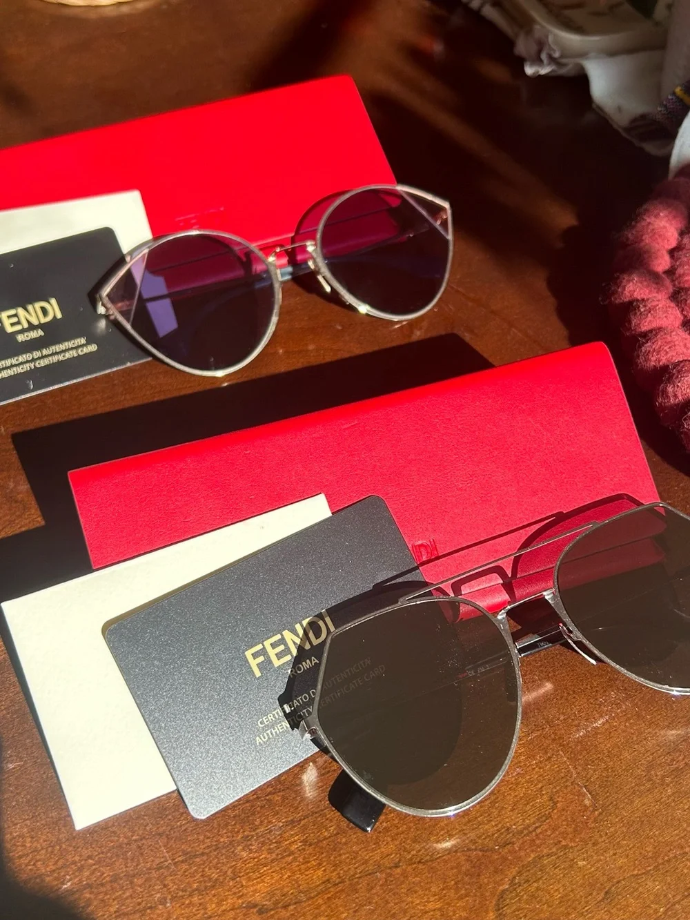 Fendi Gold Frame Silver Mirrored Aviator Sunglasses